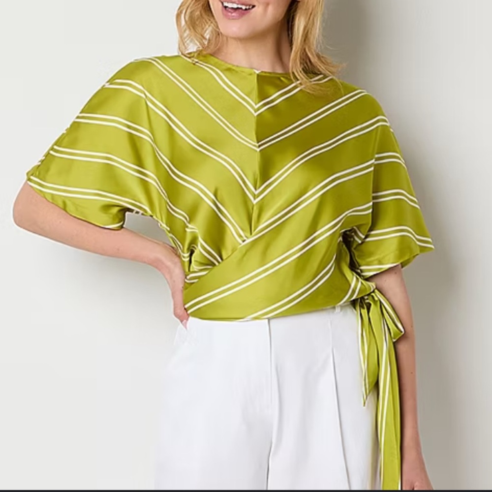 Green Striped Women's Top | Worthington | Sz M